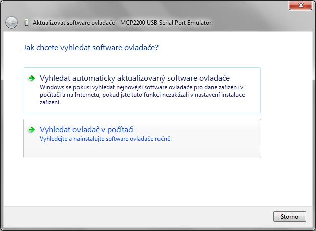 Po zadání příkazu Aktualizovat software ovladače se objeví okno pro aktualizaci (viz. obr. C.2).