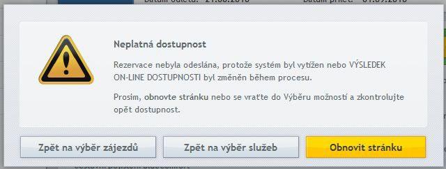 8. Důležité upozornění Je velmi důležité od momentu odpovědi o volné dostupnosti pokračovat v objednávce bez zbytečného prodlení, jelikož informace o dostupnosti je platná pouze v danou chvíli a může