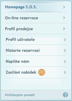 Hlavní stránka vám nabízí: ON-LINE REZERVACE Možnost on-line kontroly dostupnosti a vytvoření nové rezervace a zároveň tisk rezervační karty nebo cestovní smlouvy.