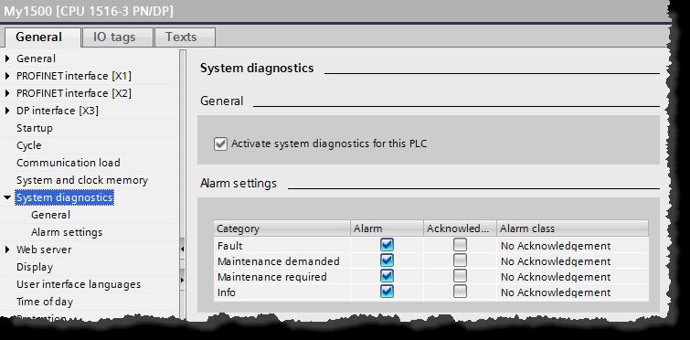 S7-5xF: Diagnostika Standardně zapnuta Diagnostické