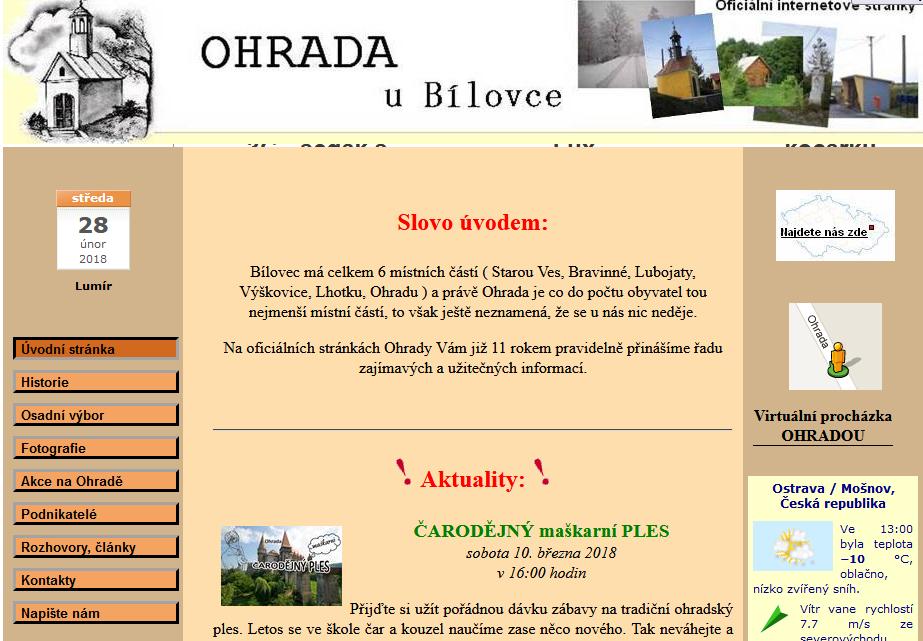 Pár drobností na závěr webové stránky Ohrady www.ohradaubilovce.sweb.