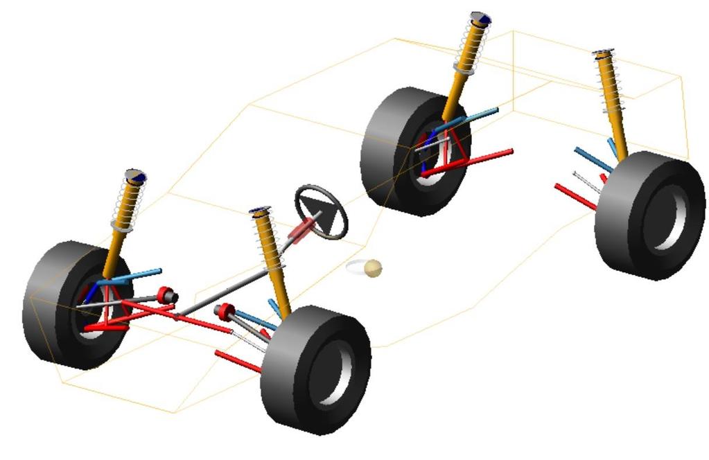 TVORBA SESTAVY VOZIDLA 5 TVORBA SESTAVY VOZIDLA Po provedení optimalizace kinematiky předního a zadního zavěšení je zapotřebí vytvořit kompletní sestavu vozidla pro následné ověřování jízdních