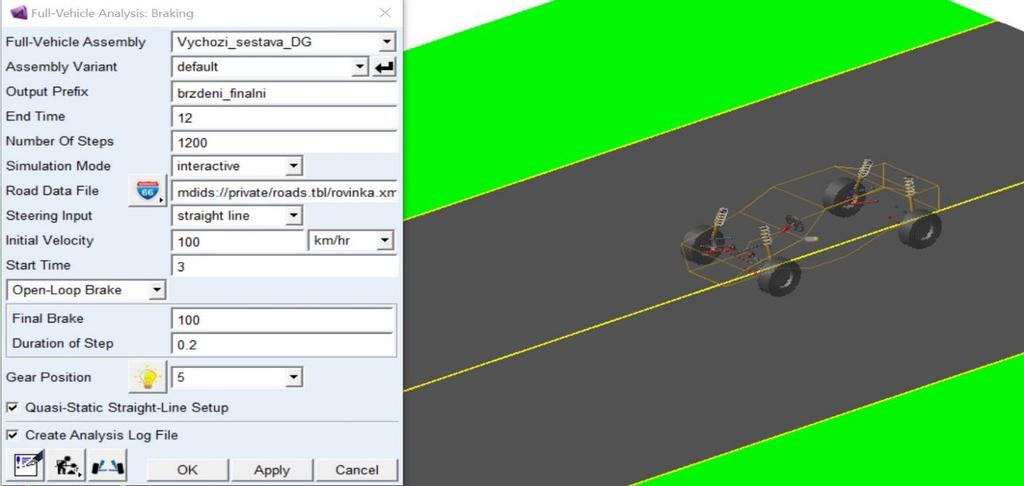 SIMULACE KLÍČOVÝCH JÍZDNÍCH REŽIMŮ 6.3 BRŽDĚNÍ Obdobně jako u akcelerace se jedná o klíčovou vlastnost každého závodního auta, kterou je nutné se zabývat.