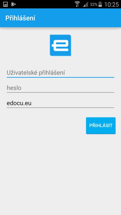 Po kliknutí na ikonu aplikace Evidence se nám zobrazí okno aplikace. Pro přihlášení je potřebné splnit nasledující kroky: 1.