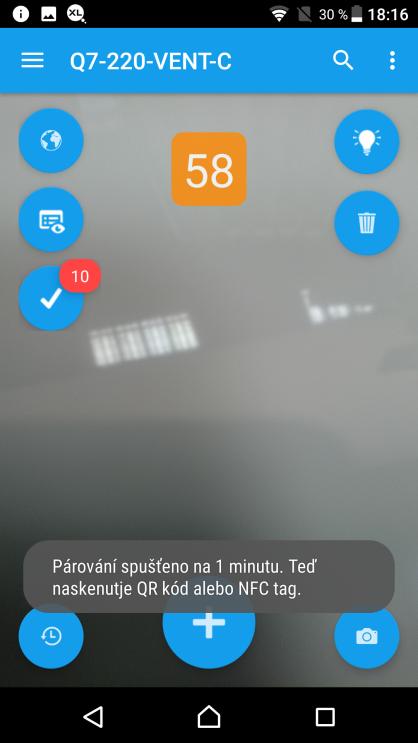 Párování náhradního QR kódu k zařízení probíhá následovně: 1.