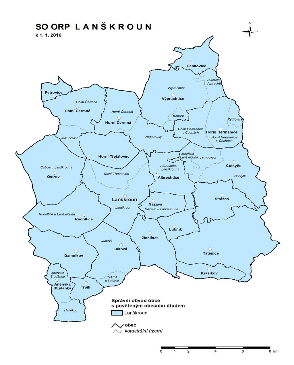 Mapa 1: Administrativní mapa SO