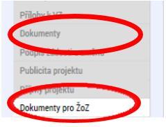 Provázané obrazovky ŽoZ Je nutné zpřístupnit nadřízenou a podřízenou obrazovku a vždy nejprve provést změnu (alespoň formální) na nadřízené záložce, teprve poté se zpřístupní podřízená záložka -