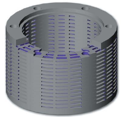 Obr. 14 Kotouče sloužící pro redukci tlaku páry [14] Teplota páry je redukována na výstupu z ventilu pomocí trysek, které