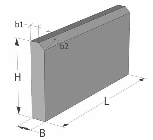 Obrubník 100 Obrubník 50 (také označení ABO 2-15) Ostatní obrubníky L H h B b 1 b 2 (kg/ks) na paletě palety (kg) (ks/bm) (bm)