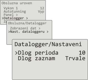 12 zobrazuje aktuální 2. Parametr s editací např. Autotunning Vyp lze pomocí klávesy editovat. Šipkami lze nastavit novou hodnotu a opětovným stiskem klávesy tuto hodnotu zapsat.