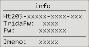 Úvod INFO panel 2.5 INFO panel INFO panel poskytuje základní informace o přístroji: konfiguraci přístroje, třídu firmware přístroje (2.30 až 2.