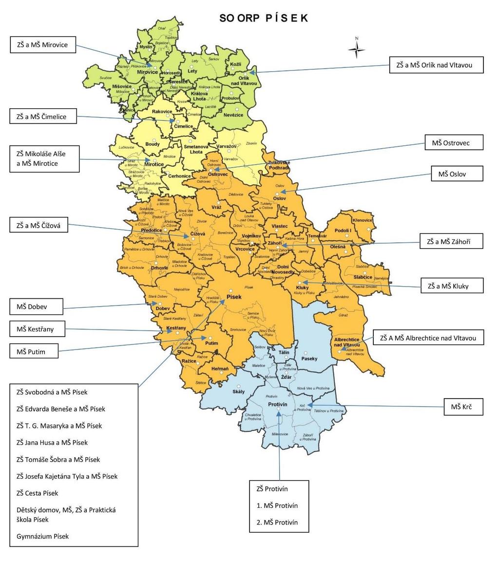 V oblasti vzdělávání a výchovy dětí se speciálními vzdělávacími potřebami na území SO ORP Písek působí speciální a praktická ZŠ v Písku.