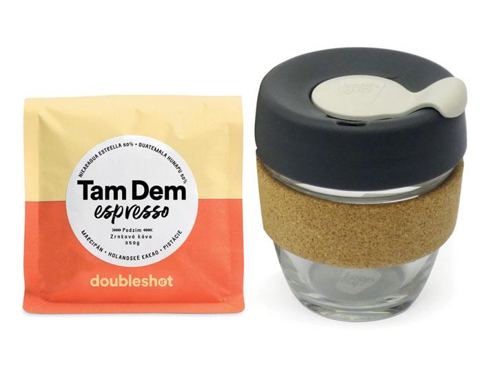 Kávová dárková sada s cestovním hrníčkem Hrnek na kávu skleněný KeepCup Brew M