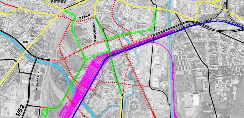 Obrázek 46 Infrastruktura ve variantě A-Řeka Zdroj: