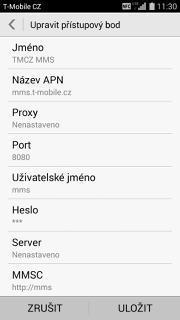 13 z 31 Nastavení MMS Zvolíte možnost Mobilní sítě.