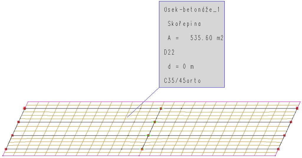 Pohled na desku mostovky Poznámka: oblasti desky s rozdílnými vlastnostmi konstrukčního prvku mohou být popsány pomocí tzv. ploch atributů.
