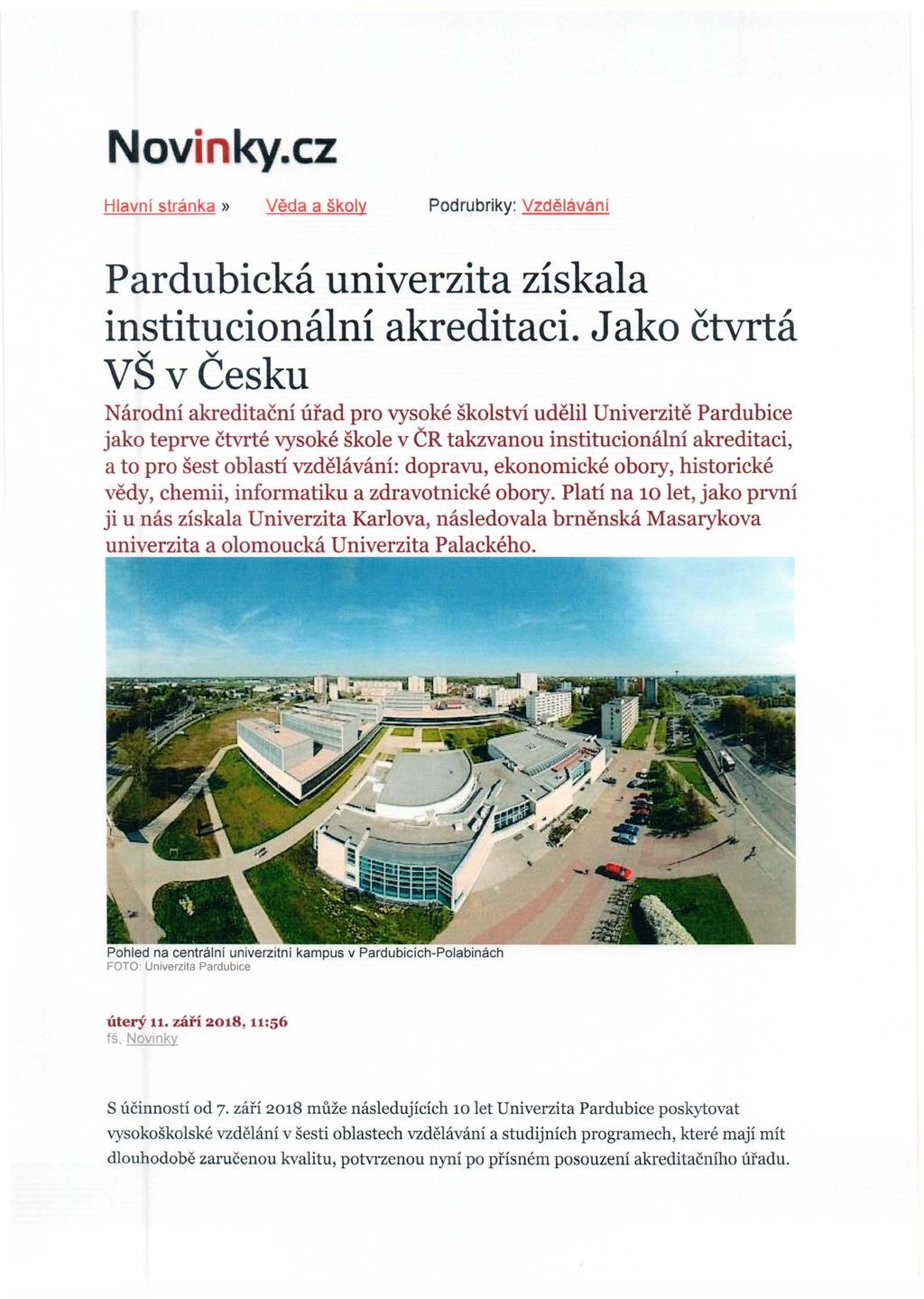 ovinky.cz Hlavnf stranka» Veda a skoly Podrubriky: Vzdelavanf Pardubicka univerzita ziskala institucionalni akreditaci.