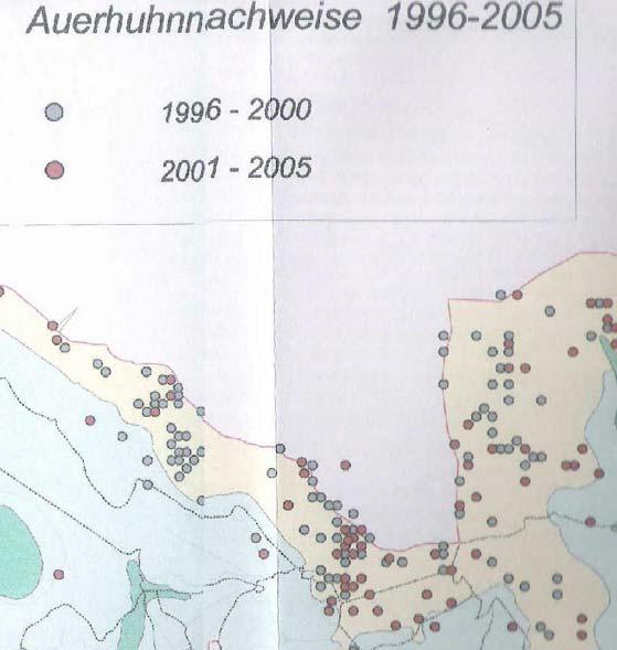 Současný výskyt tetřeva hlušce na Šumavě (Bufka 2004) Výskyt tetřeva v přilehlých částech NP Bayerwald (Zýval a kol.