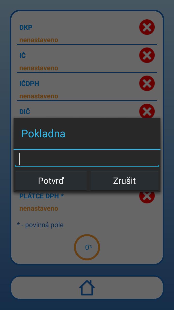 Plátce DPH Je povinné nastavit Plátcovství DPH. Pro vykonání tohoto nastavení dodržujte následující postup. Klikněte na Nastavení údajů firmy. Klikněte na Plátce DPH.