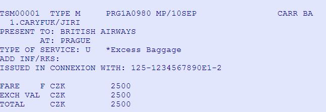 manuálním vstupem doplníme (dodáme) do MCO číslo letenky TMI/B125-1234567890E1-2 TMI vstupní kód /B lomítko a identifikátor kolonky v MCO pro