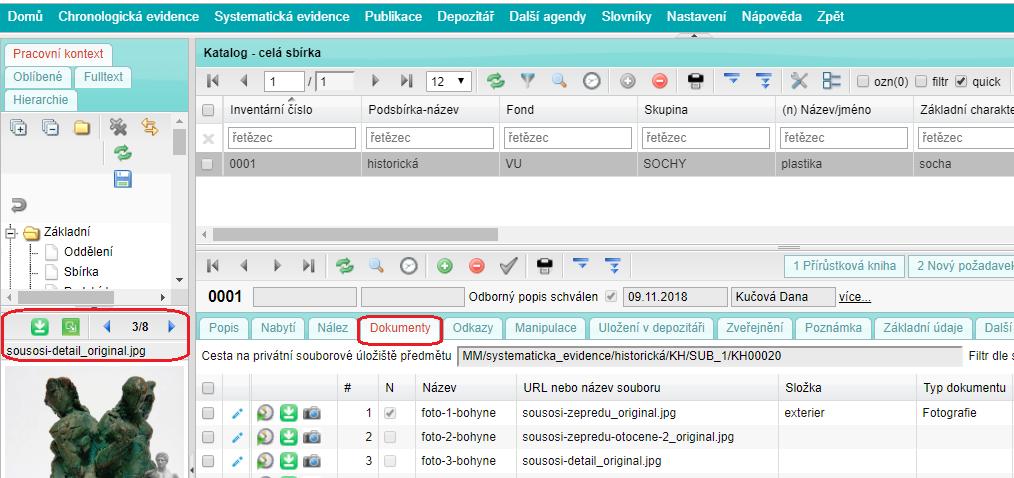 Vkládání jednotlivých dokumentů Záložka Dokumenty a náhled obrázku Jednotlivě je možné vkládat kontextové dokumenty v jednotlivých úlohách na záložce Dokumenty, která je vždy přístupná až po uložení