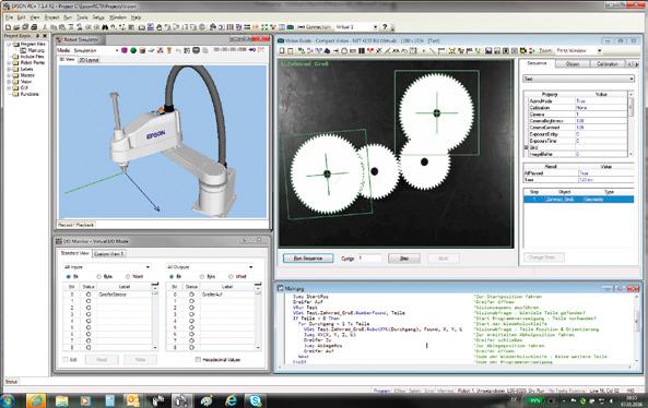 Konfigurovatelné softwarové nástroje na míru Jednoduché programování Software Epson Vision Guide 7.0 je integrován ve vývojovém prostředí Epson RC+.