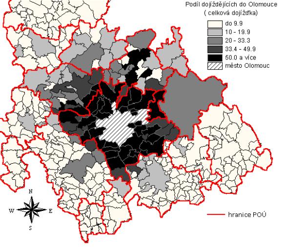 se týká 44 obcí, z nichž do jádra denně dojíždí 11 843 osob. Jedná se o obce užšího zázemí Olomouce, všechny z okresu Olomouc a převážně v těsné blízkosti města.