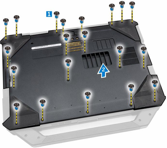 Zašroubujte šroub, který připevňuje modul I/O, zadní dvířka a modul HDMI k šasi počítače. 2.