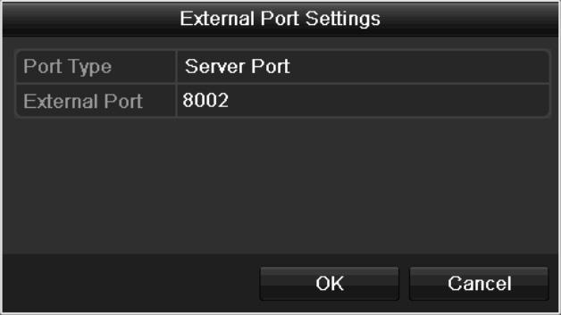 Obrázek 12 12 Dialogové okno nastavení externího portu 2) Kliknutím na tlačítko Apply uložte nastavení. 3) Kliknutím na tlačítko Refresh lze zobrazit nejnovější stav mapování portů.