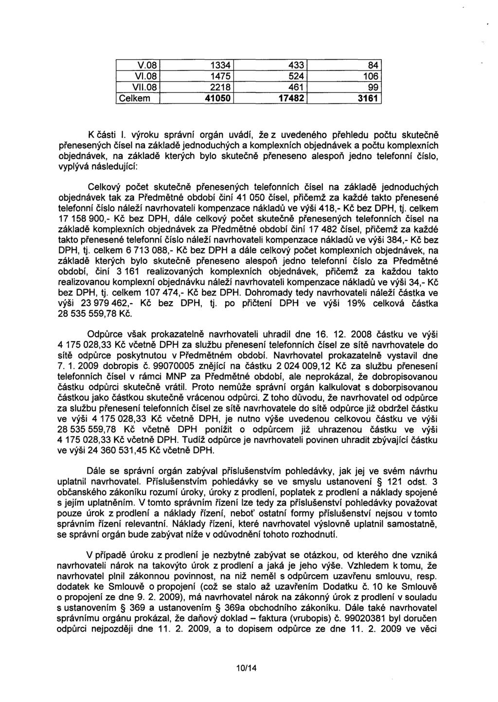V.08 1334 17482 106 1475 433 524 2218 461 3161 9941050 84 K cásti I.
