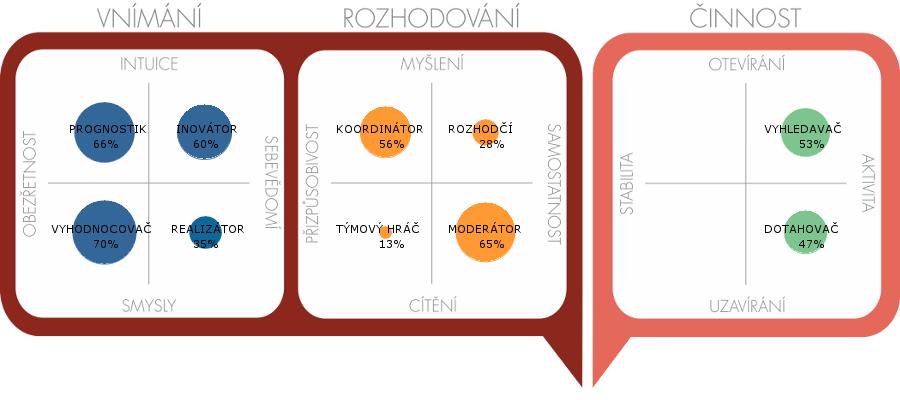 Dostává se Vám do rukou výstup z dotazníku Týmový profil. Tento dotazník mapuje, které z týmových rolí jsou pro daného člověka aktuálně nejtypičtější.