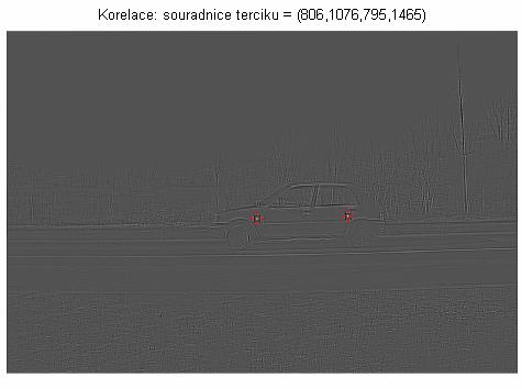 49 mezi maximálními hodnotami korelace tak, že vezme maximální hodnotu z korelace a s ní porovnává další čtyři nalezená maxima.