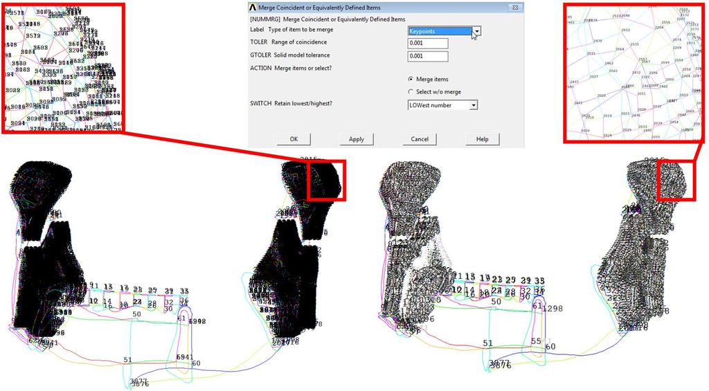 V programu SolidWorks byl model geometrie vytvořen s uvaţováním, stejného umístění konstrukčních bodů (Keypointů) u jednotlivých těles.