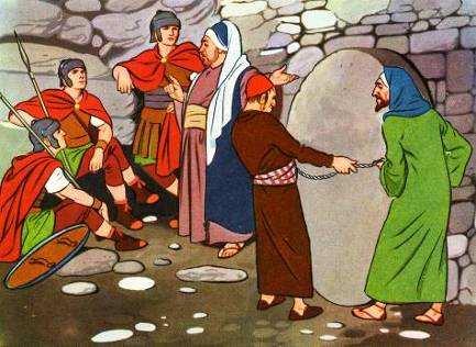 Byl už večer, když odnesli Ježíše do hrobu onoho přítele, který byl u Piláta prosit o Ježíšovo tělo.