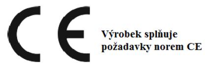 S t r á n k a 9 Tento produkt byl označen známkou CE. Výrobce potvrzuje, že tento produkt, ke kterému se deklarace vztahuje, je v souladu s příslušným standardem, který je v souladu s certifikátem CE.