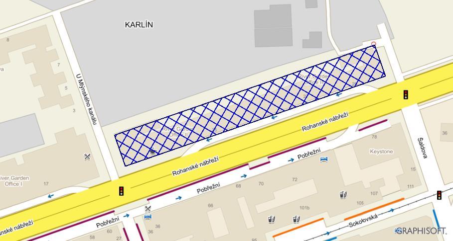 3.2 LETECKÁ MAPA Letecká mapa ukazuje pozici objektu a budoucí stavební jámy vzhledem okolní zástavbě a infrastruktuře.