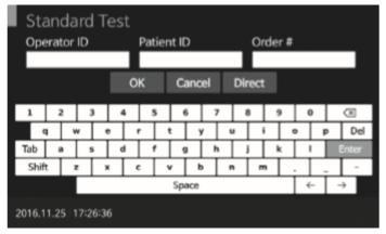 Když se na obrazovce zobrazí Insert Device, vložte testovací kazetku do analyzátoru. 5.