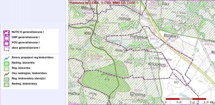 Obr. Mapa přírodních parků v posuzované lokalitě (http://geoportal.