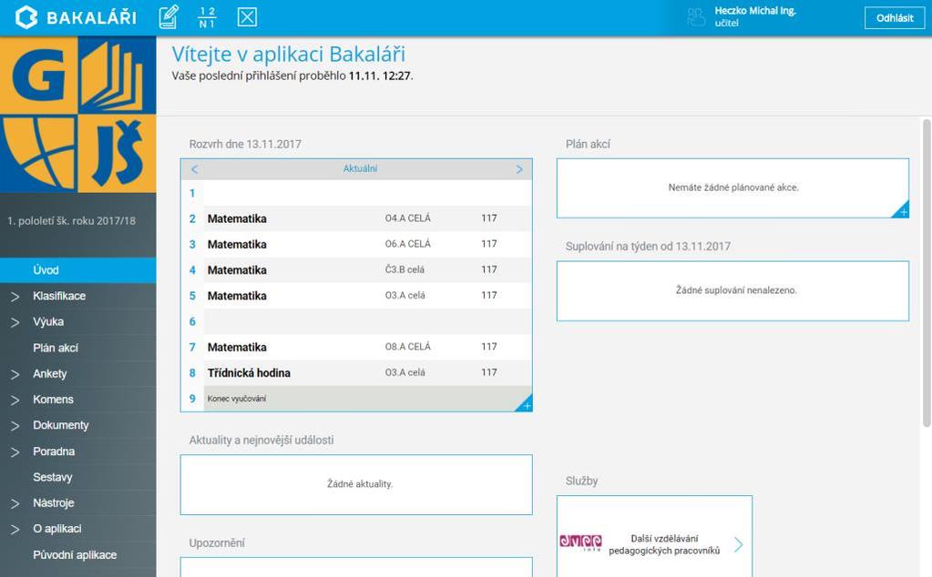 Nová verze elektronické žákovské knížky Webová aplikace Bakaláři