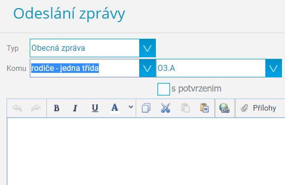 Zasílání zpráv Obecná zpráva Odeslání zprávy: V menu kliknu na Komens a Poslat zprávu V horní části další stránky vyberu Obecná zpráva a v poli Komu vyberu komu chci zprávu poslat (dle snímku č.