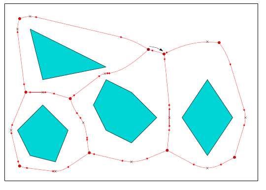 3 Analýza dosavadních přístupů plánováni cesty Strana 25 Obr. 15 Voronoiův diagram s polygonovými překážkami [5] 3.4.