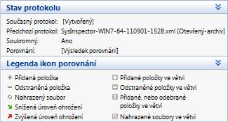 Vedle zobrazených položek, SysInspector zobrazí symboly identifikující rozdíly mezi porovnávanými protokoly.