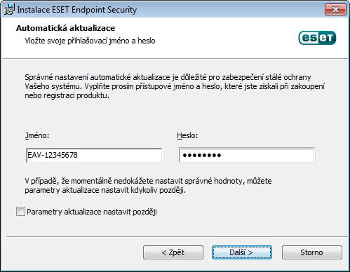 2. Pokud jde o novou instalaci ESET Endpoint Security, zobrazí se po přijetí licenčních podmínek následující okno. Můžete si vybrat mezi možnostmi Typická instalace nebo Pokročilá instalace. 2.