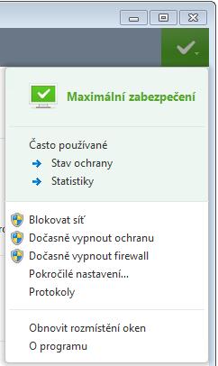 4.7.5 Programové menu V hlavním programovém menu se nacházejí některé z nejdůležitějších konfiguračních možností a funkcí. Často používané Nejčastěji používané součásti ESET Endpoint Security.