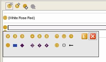 Pomocí ikon (viz následující obrázek) lze vytvořit nová tvrzení nebo omezení pro danou třídu. Význam symbolů pro vytvoření tvrzení o třídě nebo omezení třídy je následující: 7.3.