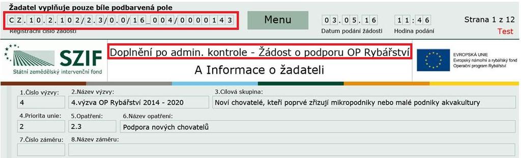 Po předchozím kroku se zobrazí informace o stavu generování doplnění žádosti a informace o průběhu. Následuje stažení žádosti Stáhnout soubor z PF do PC žadatele.