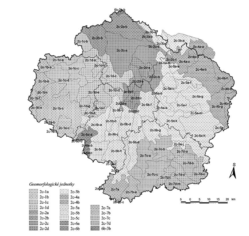 3 přírodní podmínky Obr. 1. Geomorfologické jednotky Českomoravské vrchoviny. Převzato z: Čech Šumpich Zabloudil a kol. 2002, upraveno.