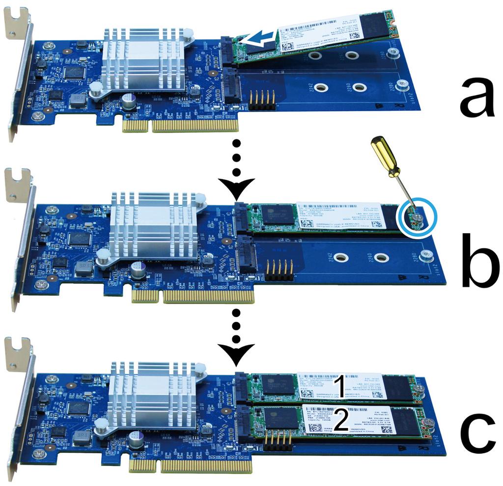 3 Přidejte na kartu adaptéru M2D17 disk M.