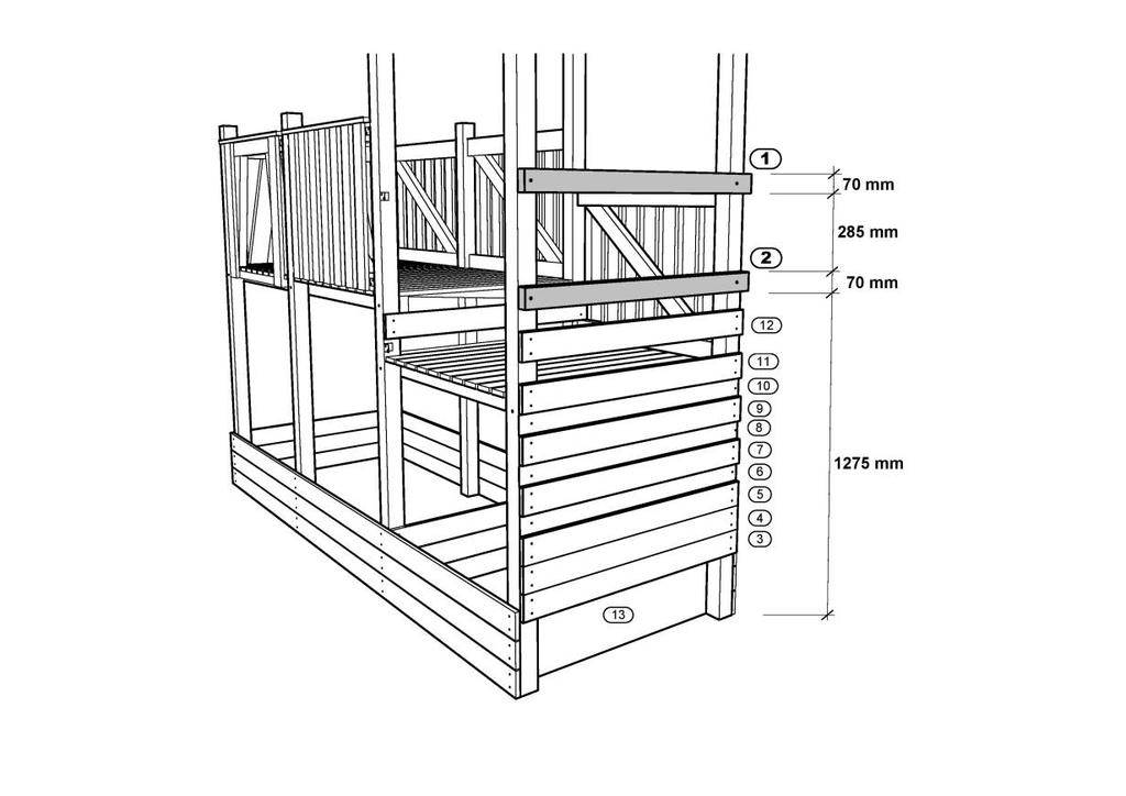 9) K úhelníkům připevněte bariéry (viz obr.12) pomocí vrutů 4,5x35. Každý úhelník připevněte 2 ks vrutů. Obr. 12 Obr.13 vrut 5x70 celk.