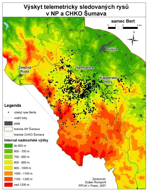 Nástroje GIS nám dále umožňují hodnotit výskyt druhu i konkrétních jedinců ve vztahu k různým faktorům prostředí. Automatické přiřazení informace o daném faktoru prostředí (např.